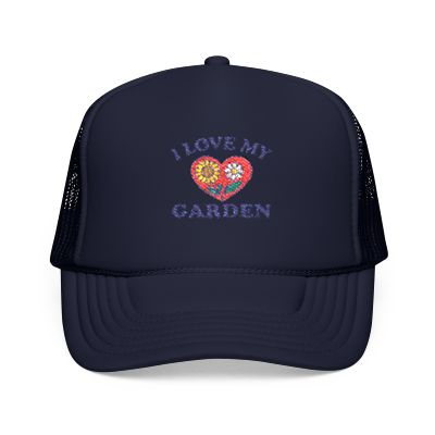 Gardening Foam Trucker Hat, I Love My Garden Cap, Floral Hat Gift, Summer Outdoor Headwear, Gardening Enthusiast Accessory