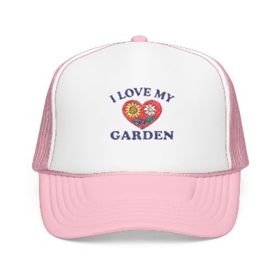 Gardening Foam Trucker Hat, I Love My Garden Cap, Floral Hat Gift, Summer Outdoor Headwear, Gardening Enthusiast Accessory