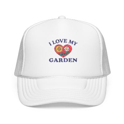 Gardening Foam Trucker Hat, I Love My Garden Cap, Floral Hat Gift, Summer Outdoor Headwear, Gardening Enthusiast Accessory