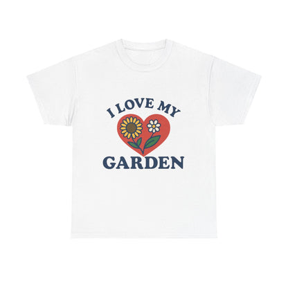 Garden Love Unisex Heavy Cotton Tee | Floral Shirt for Gardeners, Mother's Day Gift, Spring Apparel, Eco-Friendly Clothing, Nature Lover Tee