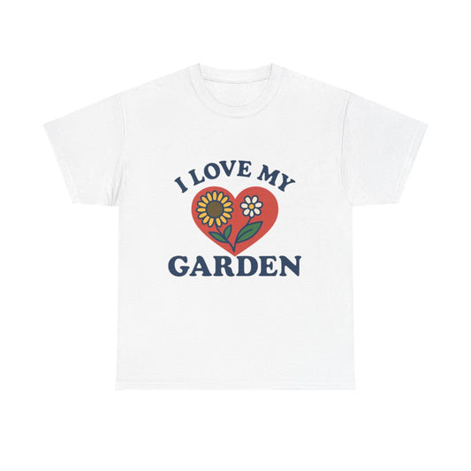 Garden Love Unisex Heavy Cotton Tee | Floral Shirt for Gardeners, Mother's Day Gift, Spring Apparel, Eco-Friendly Clothing, Nature Lover Tee